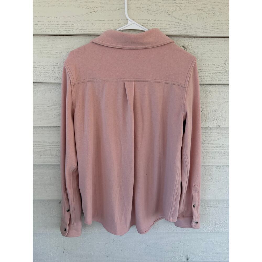 Workshop Republic Clothing Pink Button Down Shirt Soft Knit Collared Top L - Picture 5 of 5